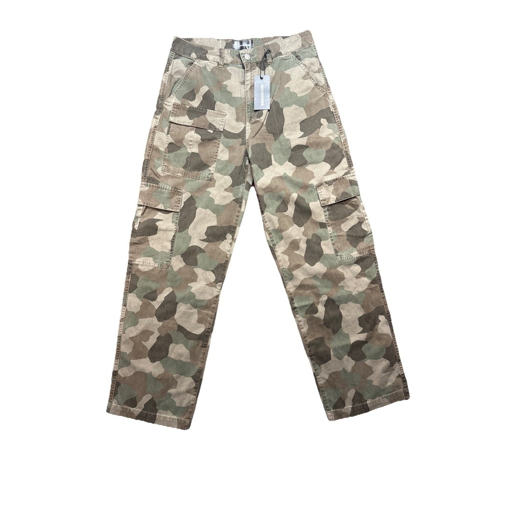 NWT Miss Me 27 Camo Cargo Pants Womens Military Pockets Y2K Baggy Green